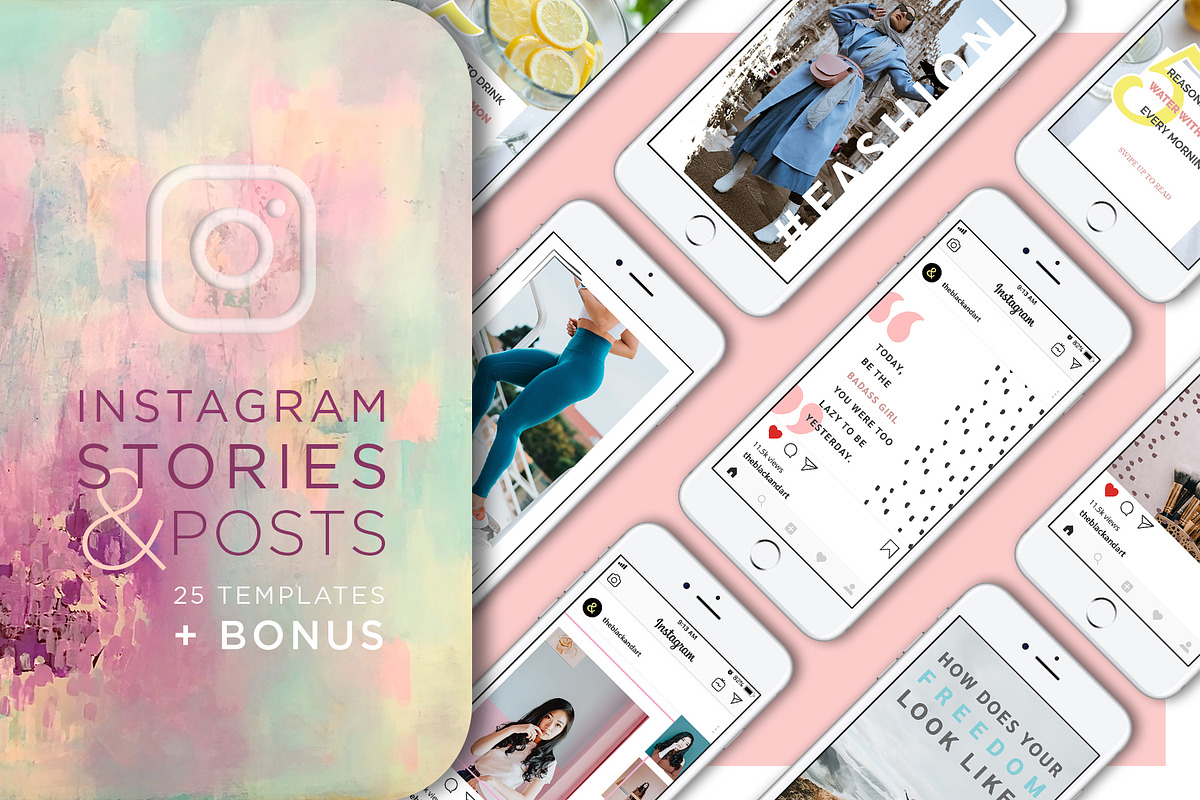 GIRLY Instagram Stories & Posts, a Social Media Template by The Black & Art (Photo 1 of 5)