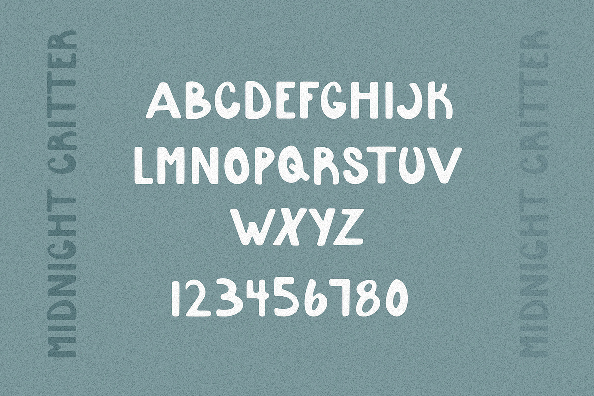 Midnight Critter - Hand Drawn Type, a Handwritten Font by Happy Raccoon Creative (Photo 4 of 4)