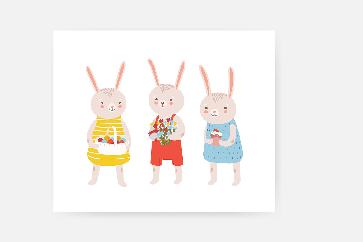 Easter rabbits set and cards, an Animal Illustration by Good Studio (Photo 5 of 8)