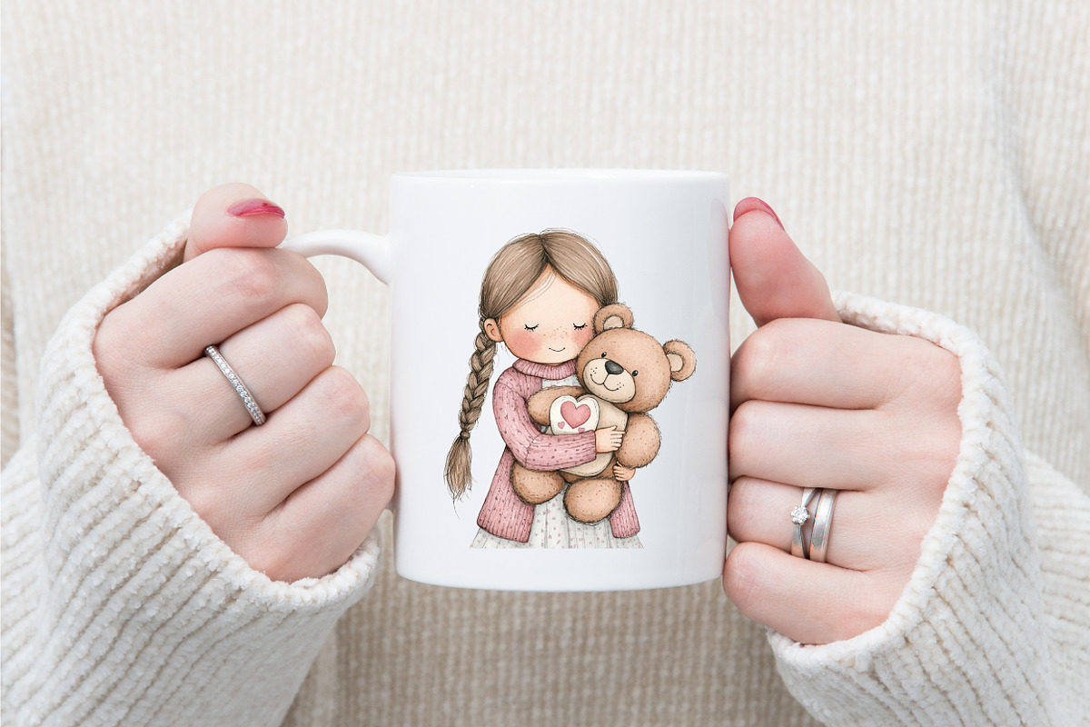 Valentine Cute Girl Clipart, an Illustration by designcity5 (Photo 5 of 5)