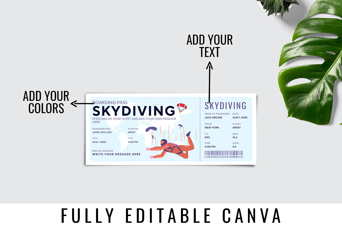 Skydiving Gift Ticket Canva Template, an Invitation Template by Snapybiz (Photo 5 of 10)