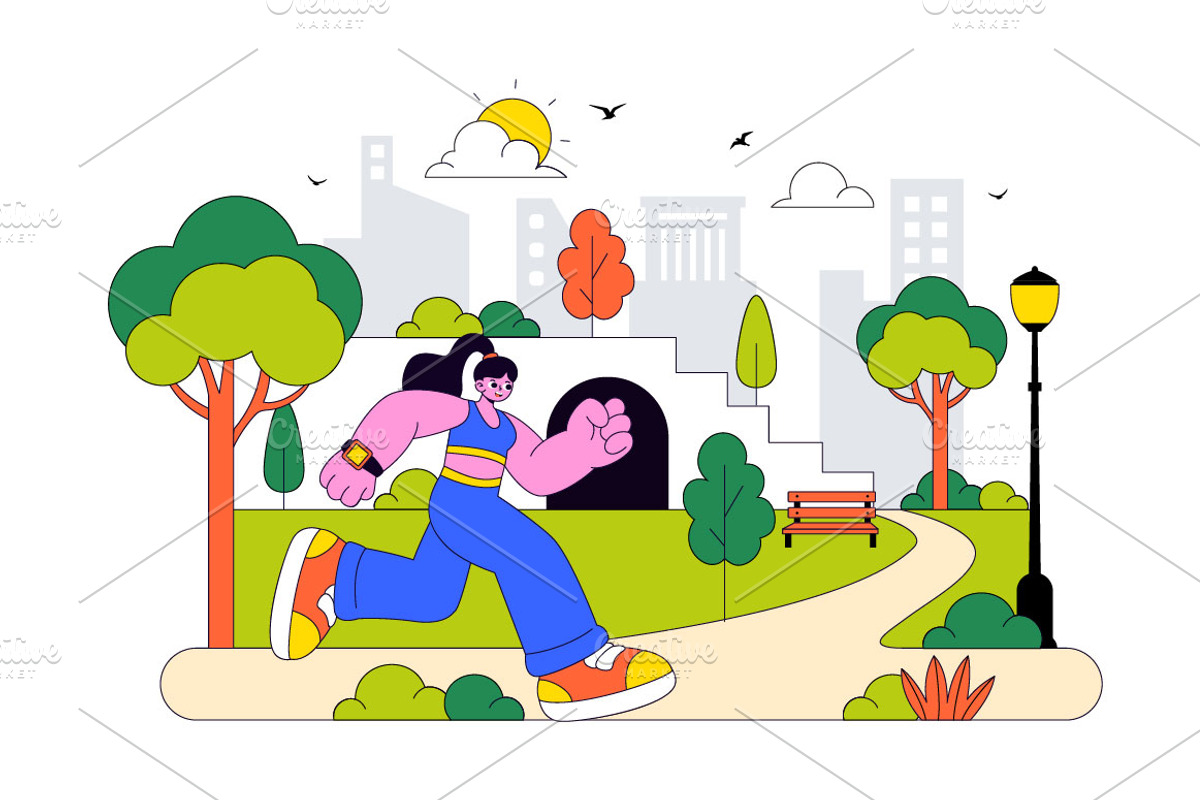 10 City Park Vector Illustration, a Person Illustration by denayunebgt (Photo 4 of 4)