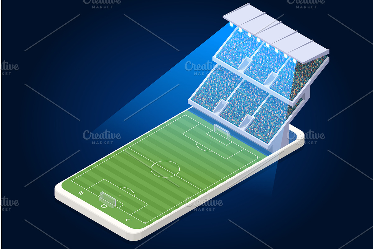 Isometric football stadium arena, a Technology Illustration by Golden Sikorka