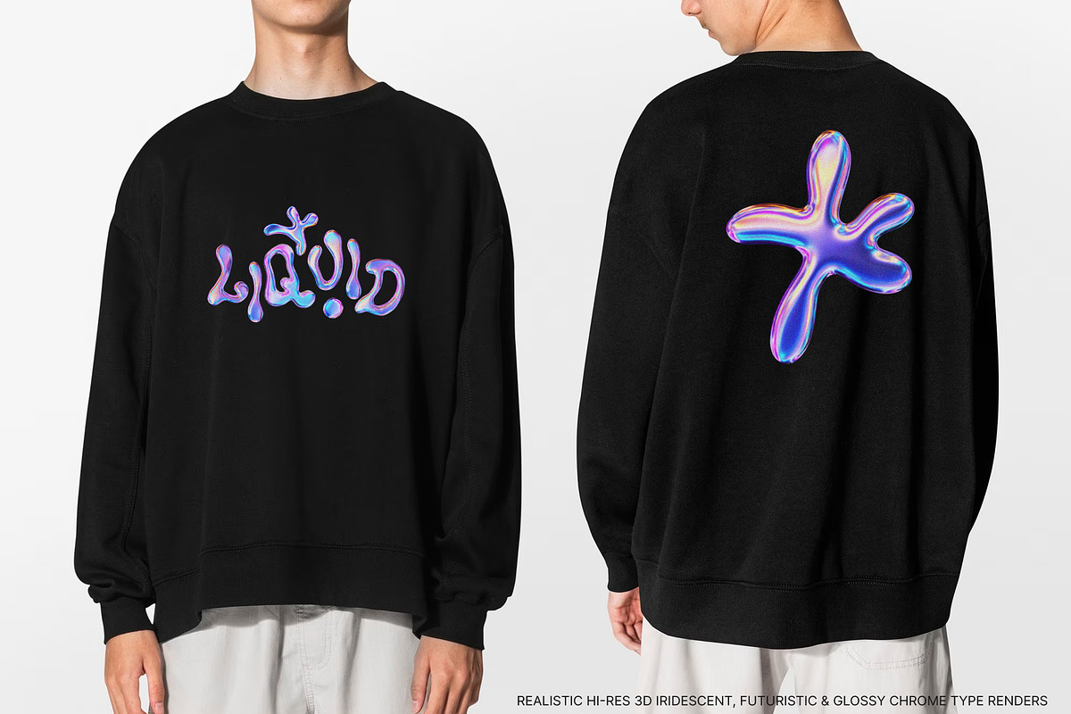 Liquid Chrome Iridescent - 3D Type, a Graphic by LarysaZabrotskaya (Photo 7 of 9)