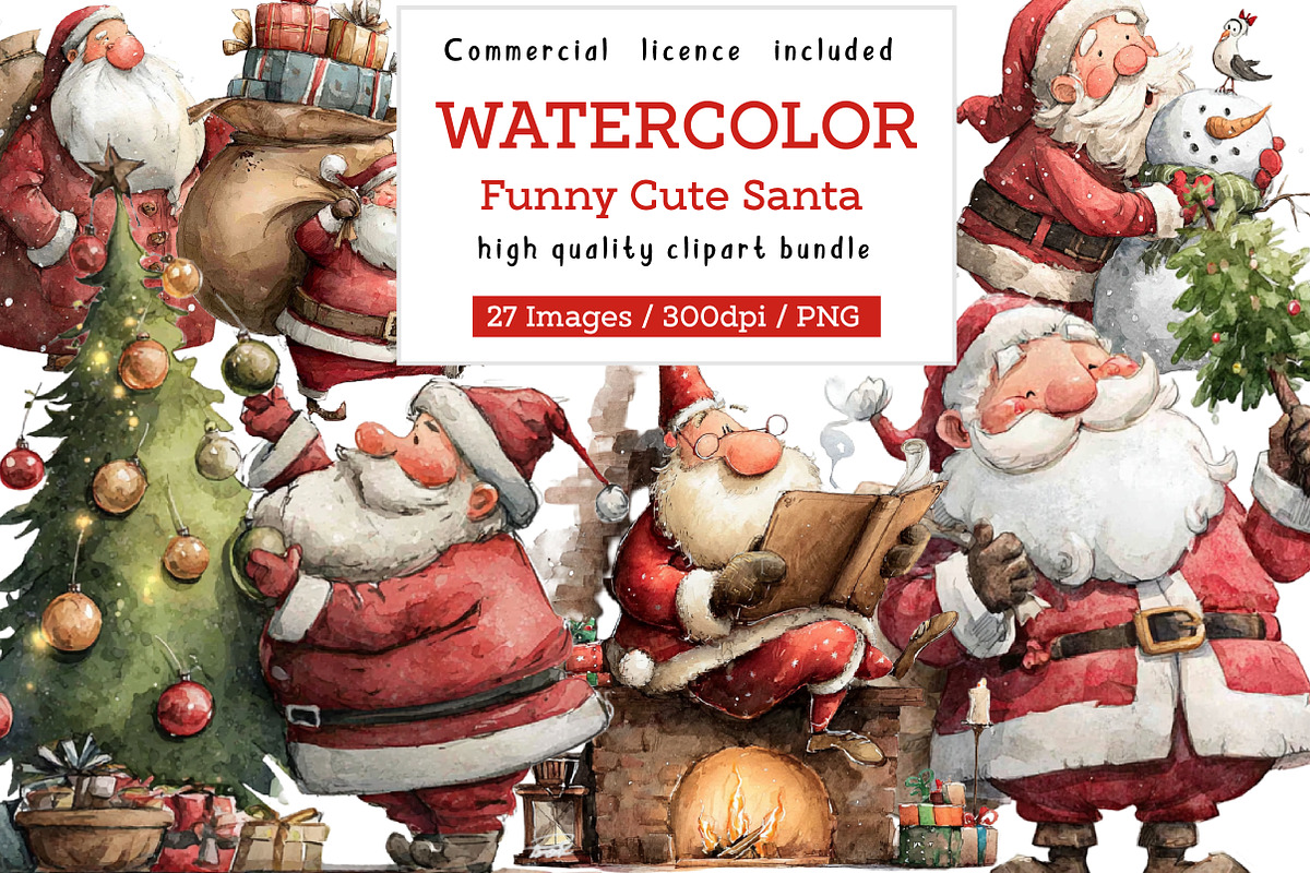 Funny Cute Santa PNG Clipart, an Illustration by CreationArt (Photo 1 of 5)