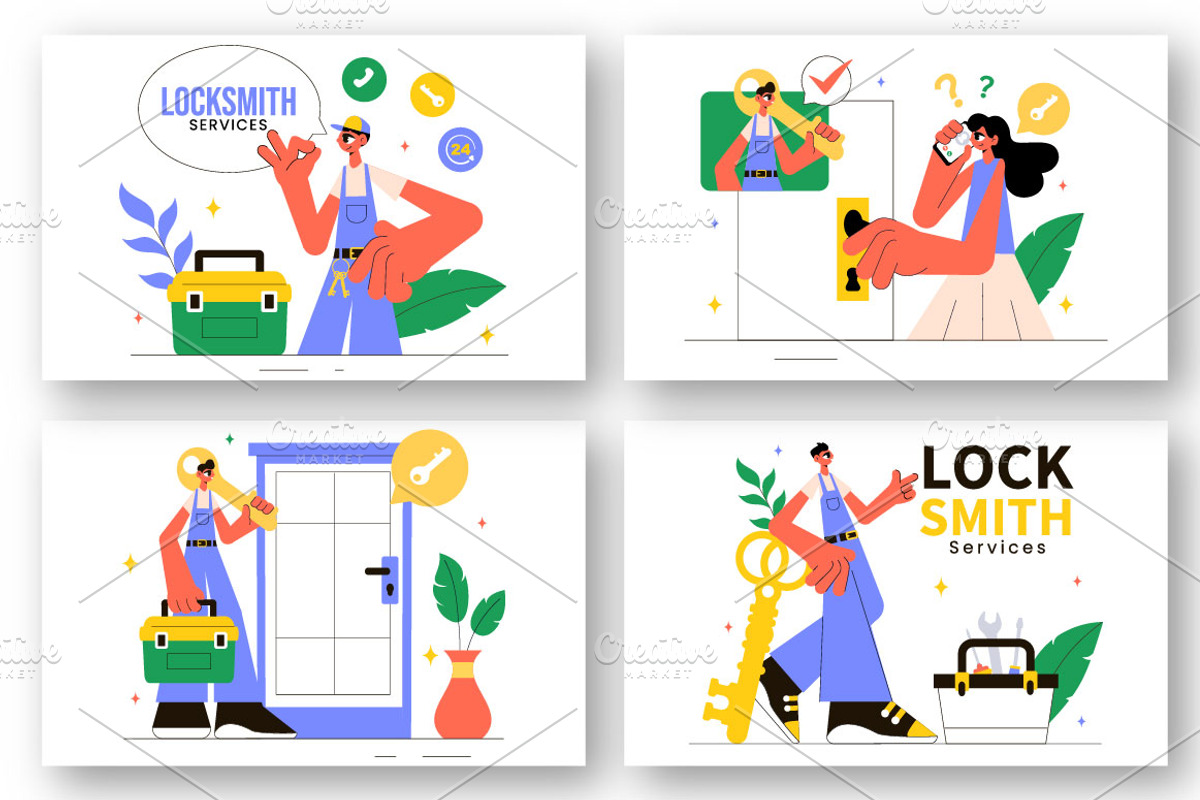 9 Locksmith Service Illustration, a Work Illustration by denayunebgt (Photo 2 of 3)