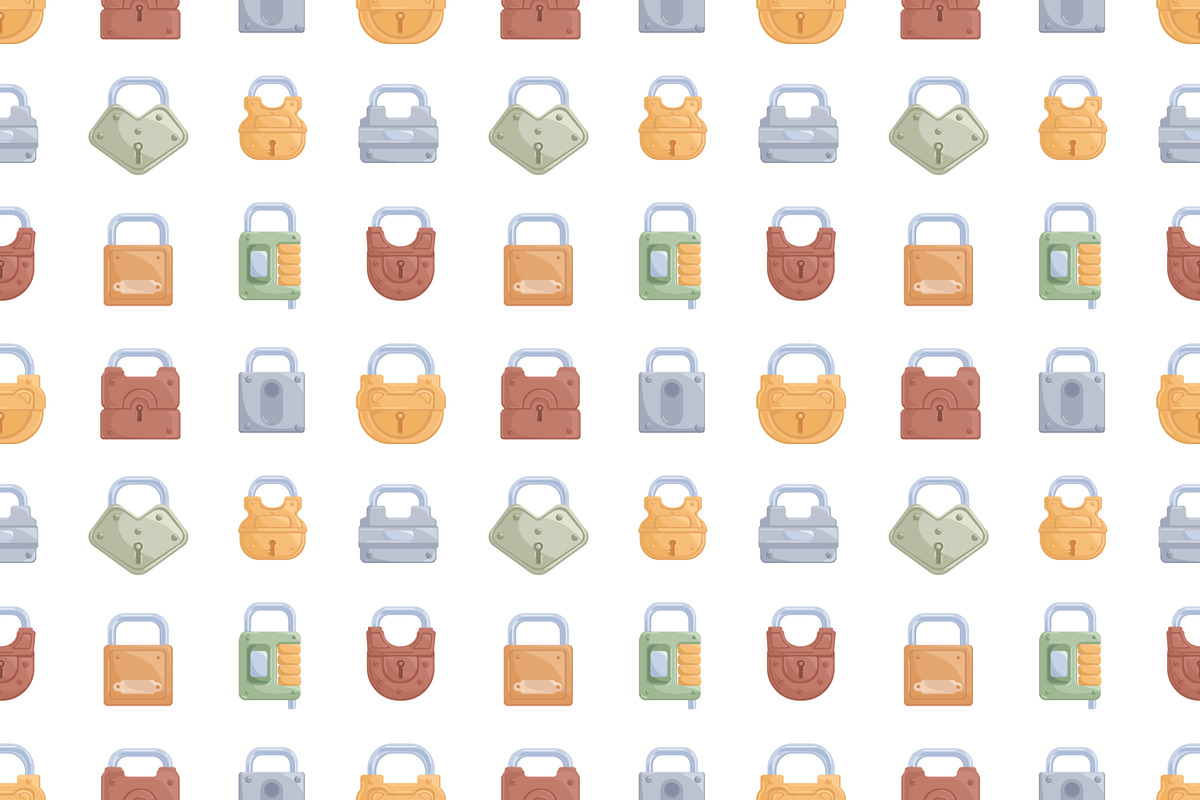 Iron padlocks set + seamless pattern, a Person Illustration by Good Studio (Photo 2 of 5)