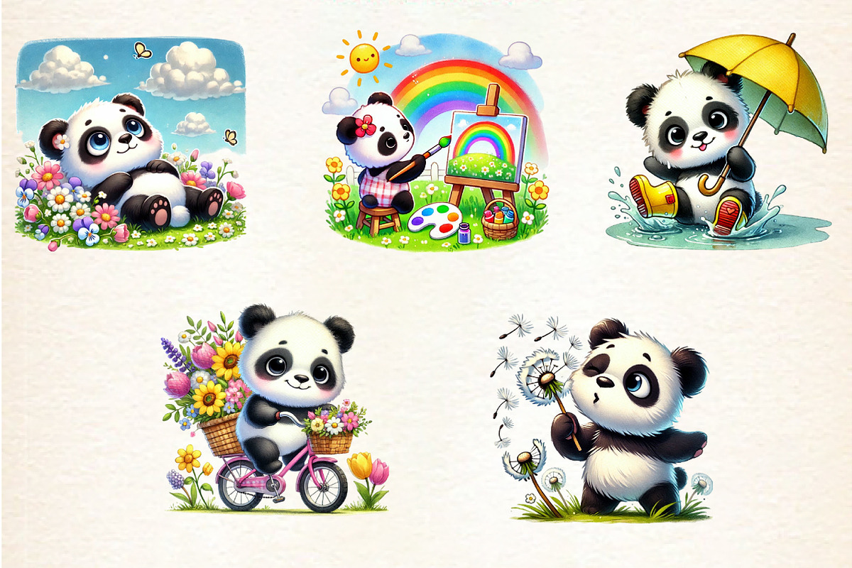 Spring Panda Sublimation Clipart, a Seasonal Illustration by DreamArtGraphic (Photo 2 of 4)