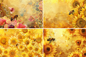 Sunflower Honey Bee Texture