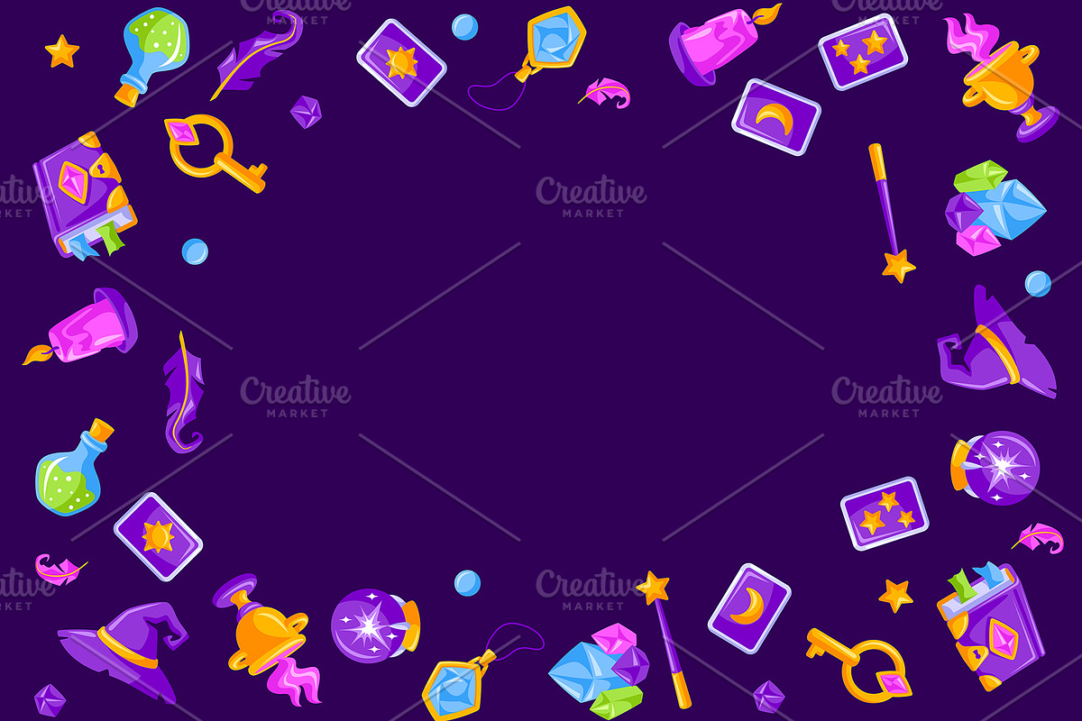 Frame with magic items., a Background Graphic by incomible