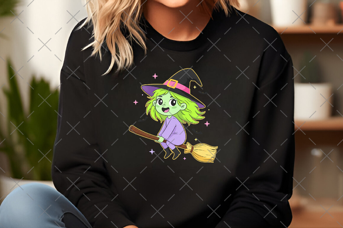 Whimsical Halloween Witch PNG, an Illustration by Craft Nest (Photo 6 of 6)