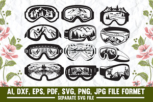 Snow Goggles,mountains,summer Svg