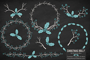 Vintage Blue Holly Vectors & Papers, an Illustration by Amanda Ilkov (Thumbnail 2 of 5)