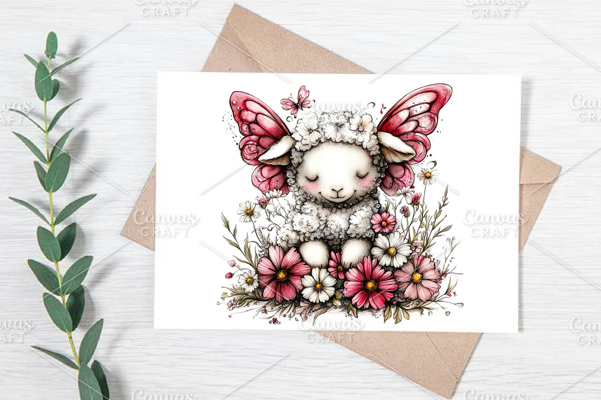 Whimsical Spring Lamb Clipart Bundle, an Illustration by Canvas Craft (Photo 5 of 7)