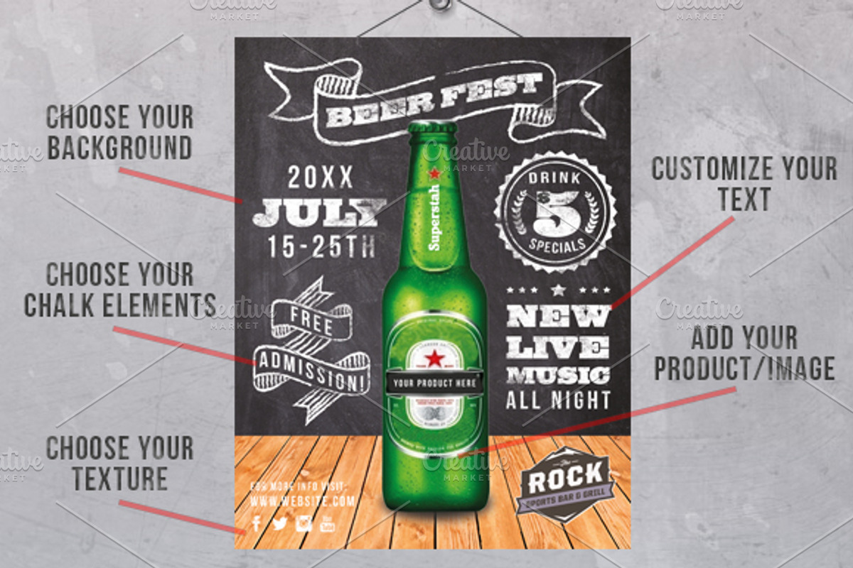 Chalk Poster Ad Creator Kit, a Flyer Template by SkyvaraSupply (Photo 2 of 6)