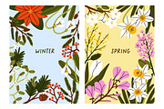 Flower posters, cards for 4 seasons, a Background Graphic by Good Studio (Thumbnail 2 of 9)