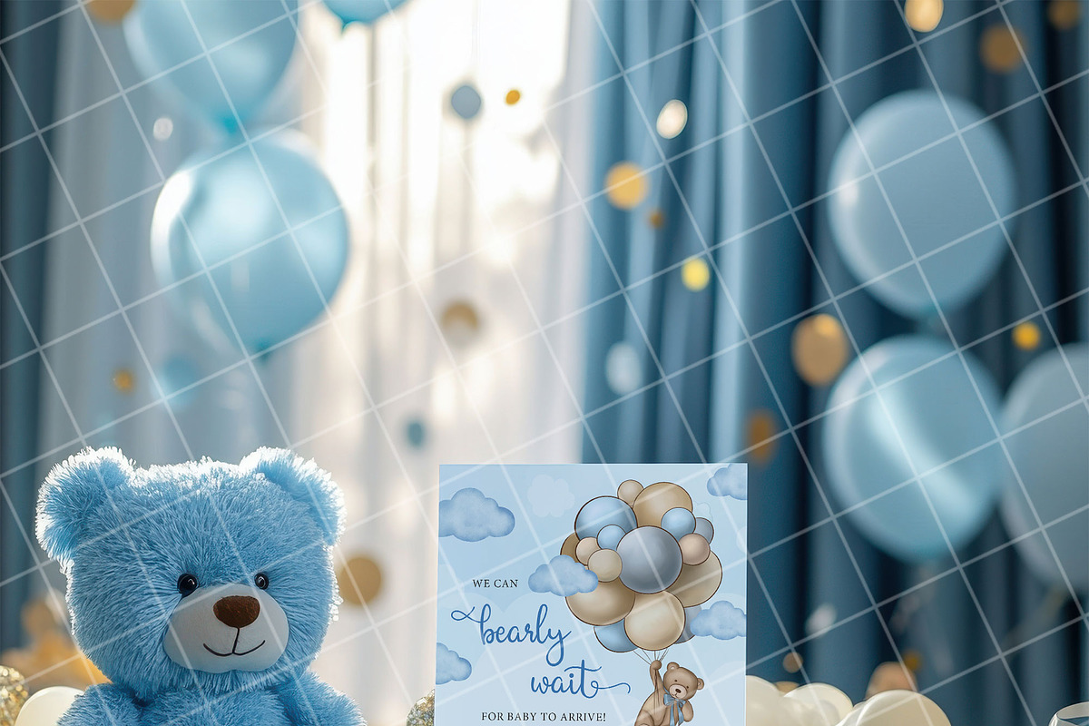 Boy baby shower invitation mockup, an Advertising Mockup by Blush Roses Print (Photo 2 of 8)