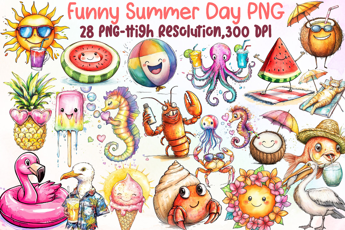 Funny Summer Day Clipart, an Illustration by Sublimation Artist (Photo 1 of 6)