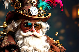 Steampunk Santa Claus, a Person Illustration by Sharon Schwalbe