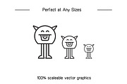 Cartoon Monster Avatars Set, an Outline Icon by Designfour (Thumbnail 7 of 7)