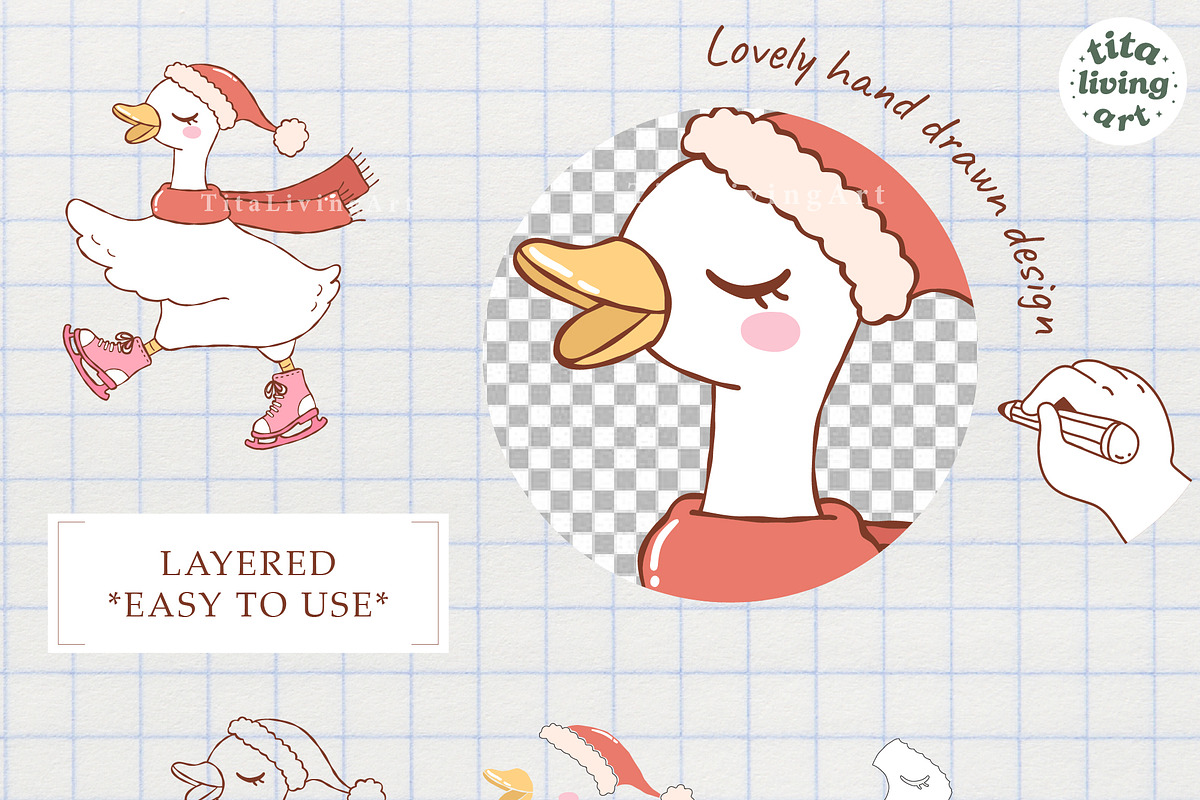 Christmas Goose Clipart Bundle, an Animal Illustration by TitaLivingArt (Photo 5 of 9)