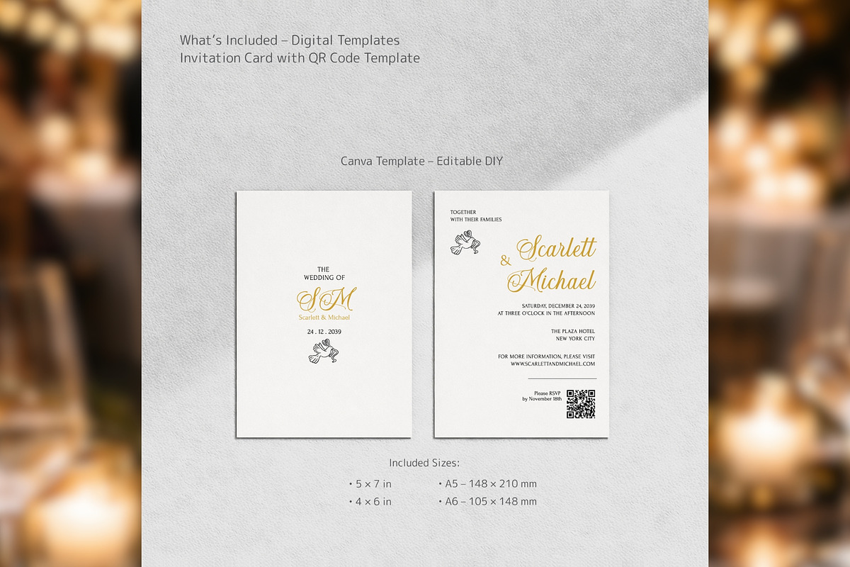 Luxury QR Invite CanvaTemplate bd004, an Invitation Template by TyphoonStudio (Photo 2 of 8)