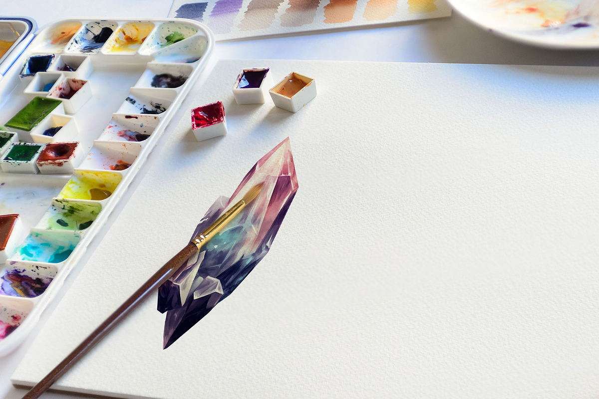 Stunning Watercolor Crystal Vector S, a Pattern Graphic by Deckar_art (Photo 3 of 3)