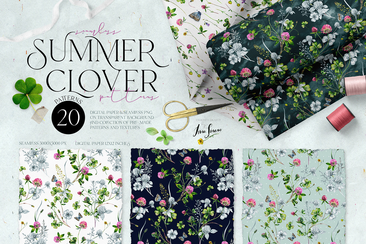 SUMMER CLOVER Watercolor Wildflowers, an Illustration by Inna Sinano (Photo 9 of 17)