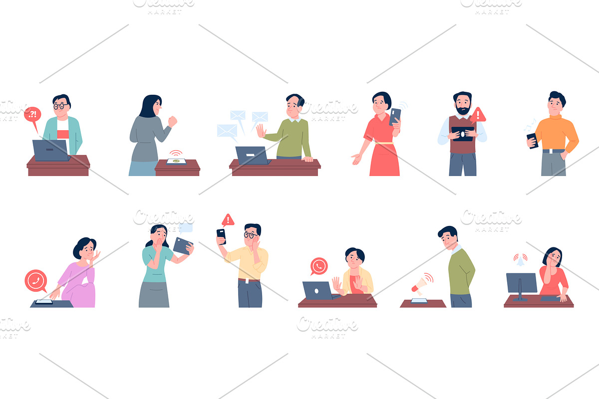 People scared gadgets. Office, a Technology Illustration by LadadikArt