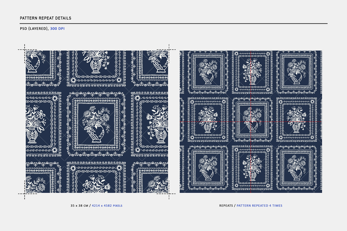 Seamless Blue Porcelain Pattern, a Pattern Graphic by Talip Memis (Photo 2 of 12)