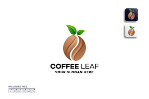 Coffee Leaf Gradient Logo Template