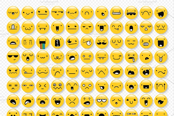 Great Set Of 99 Yellow Emotions