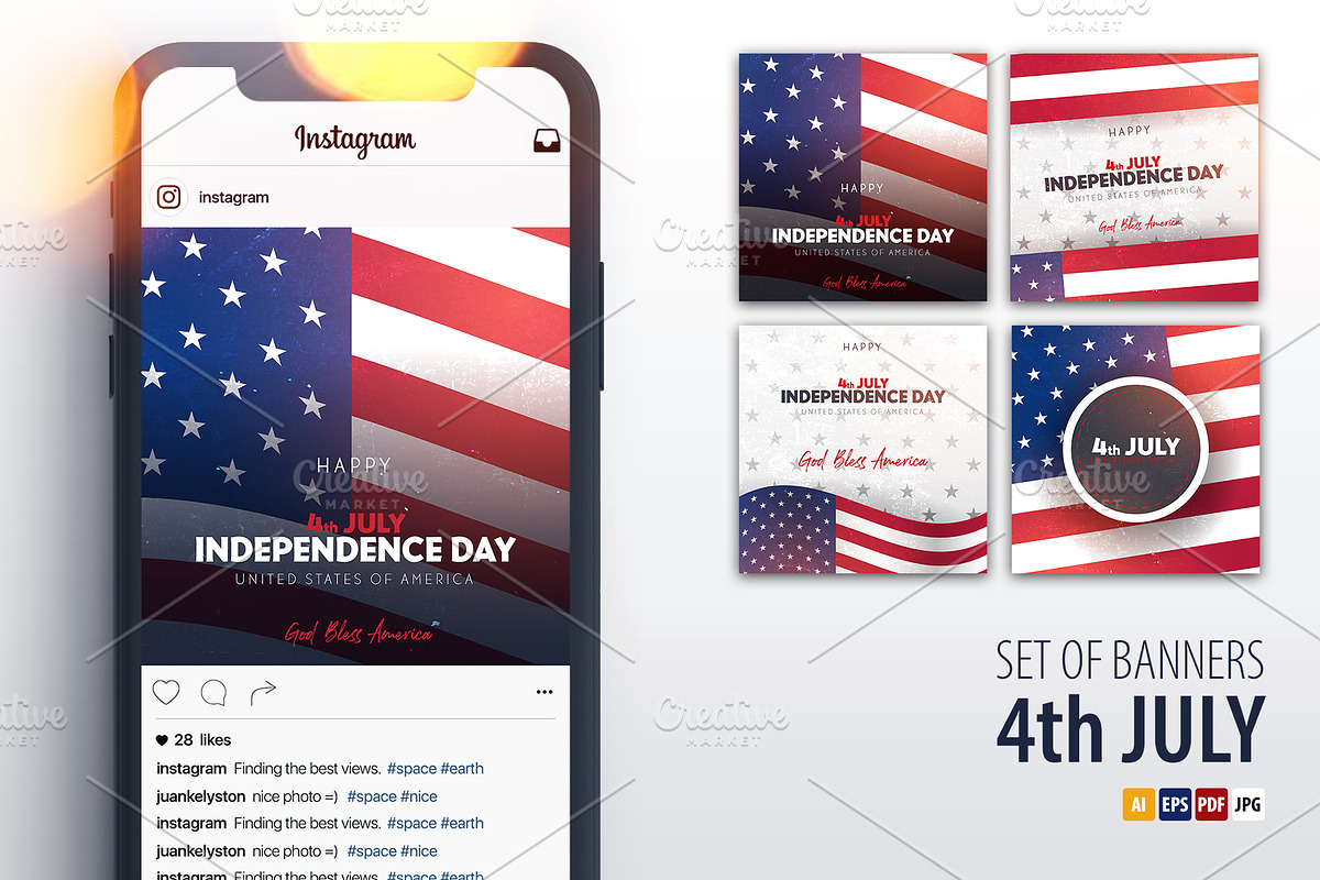4th July Social Media banners, a Social Media Template by Leo Edition (Photo 1 of 4)
