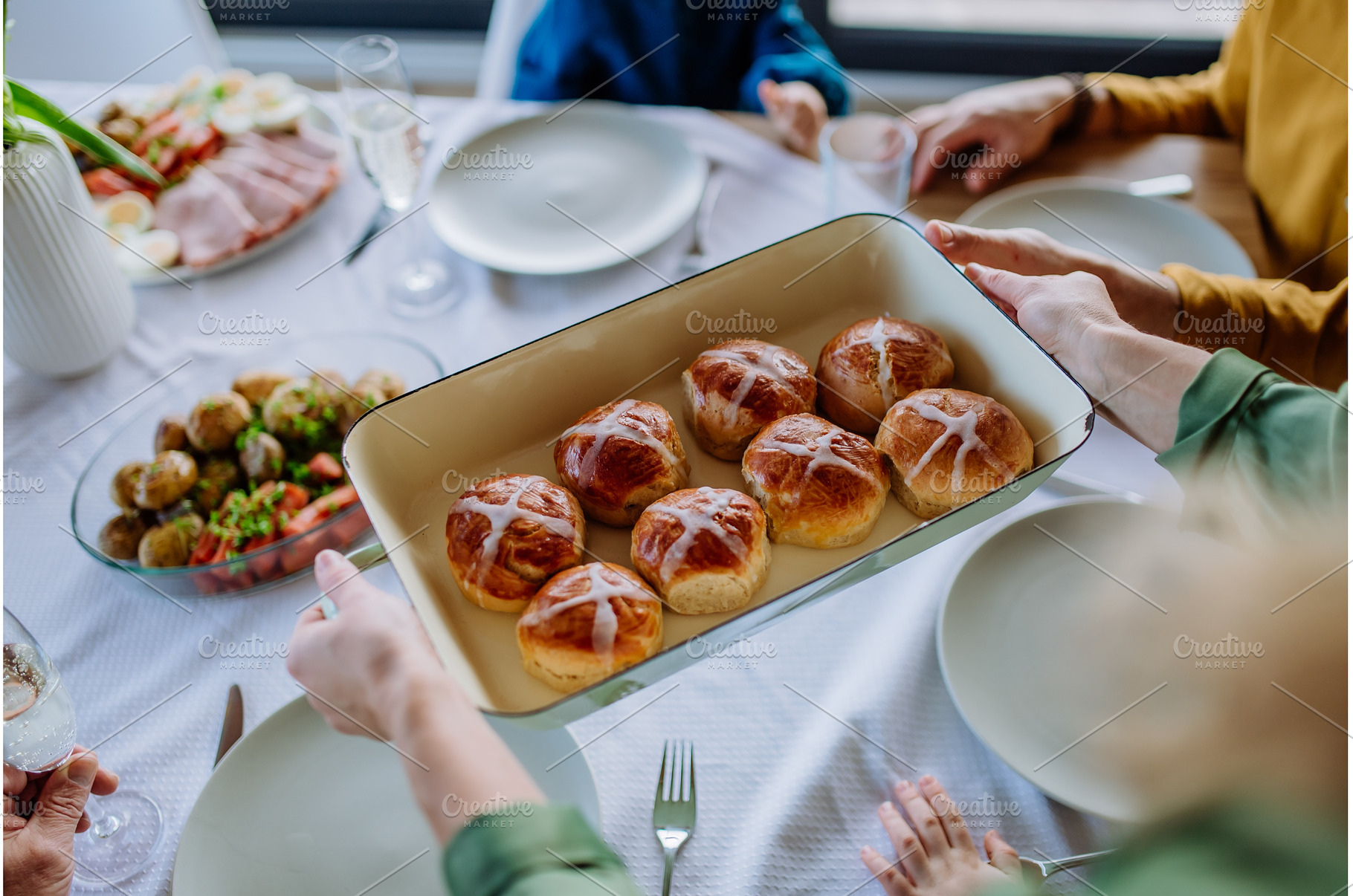 High angle view of Easter setting, a Food & Drink Photo by HalfPoint