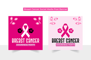 Breast Cancer Awareness Social Post, a Social Media Template by Tahnix Creative