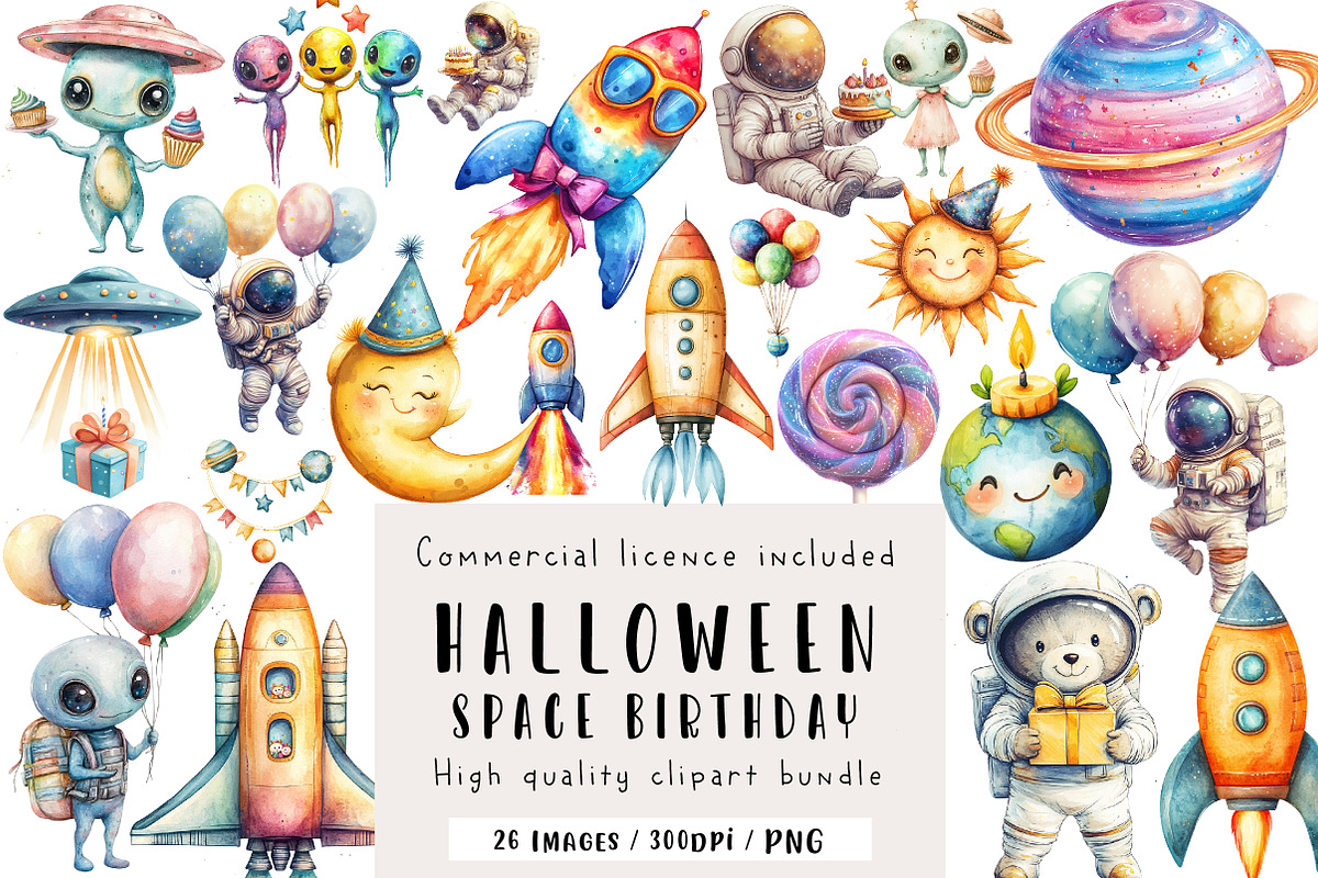 Cute Space Clipart, Space Birthday, an Illustration by CreationArt (Photo 1 of 5)