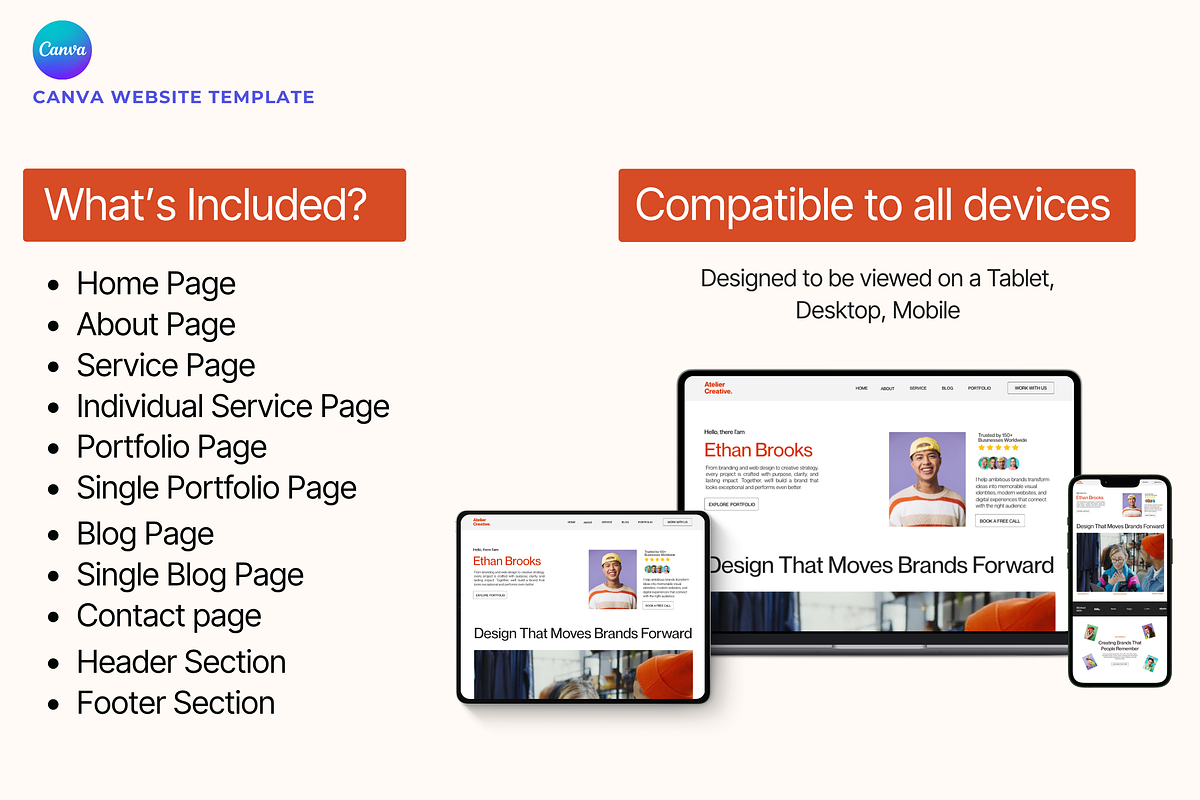 Creative Portfolio Canva Website, a Landing Page Template by Web Template Market (Photo 2 of 4)
