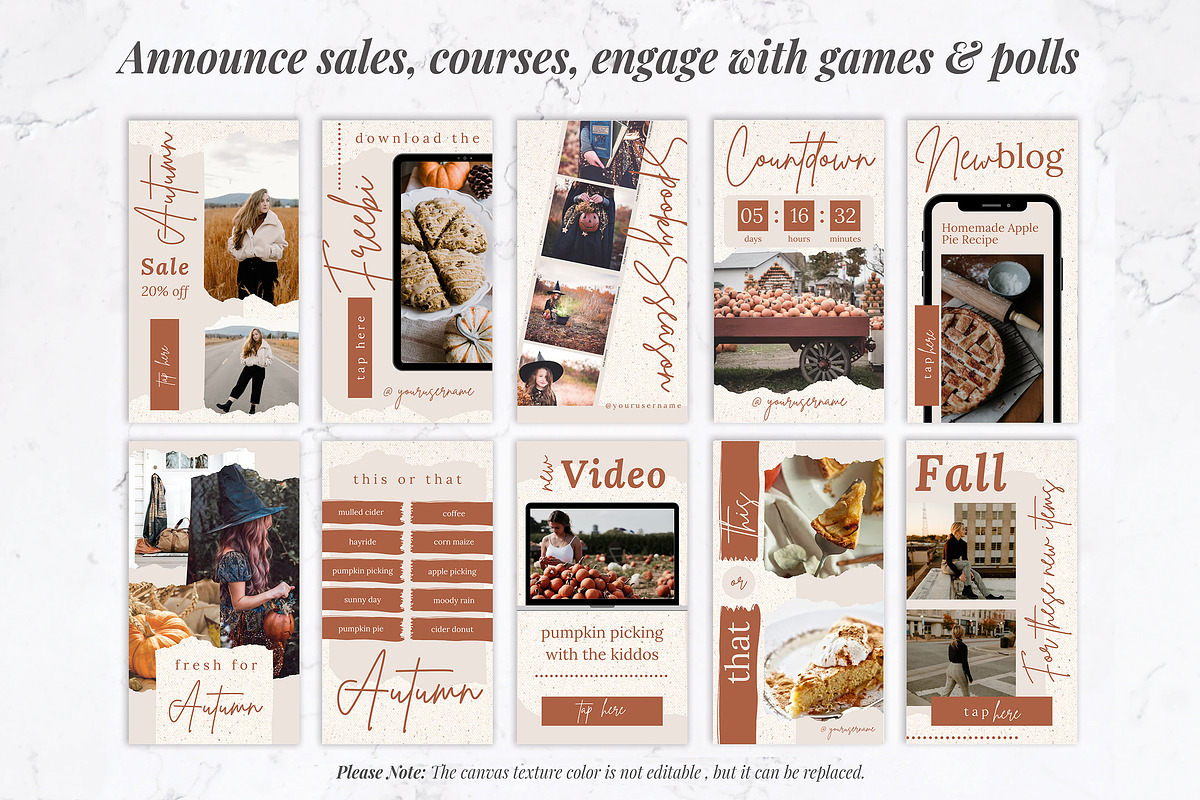 Instagram Stories for Canva | Fall, a Social Media Template by Thirty ...