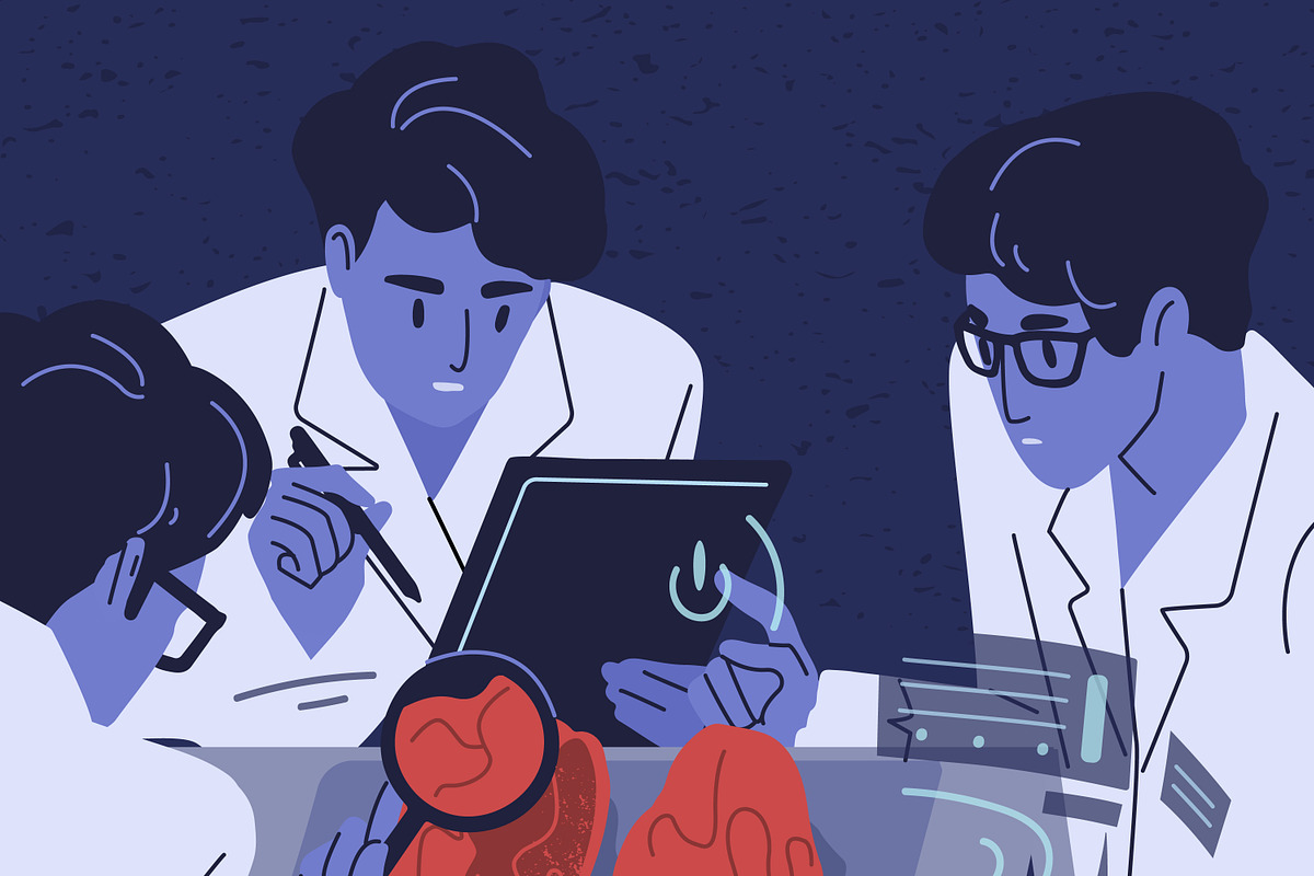 Scientists research human brain, a Healthcare Illustration by Good Studio (Photo 2 of 3)