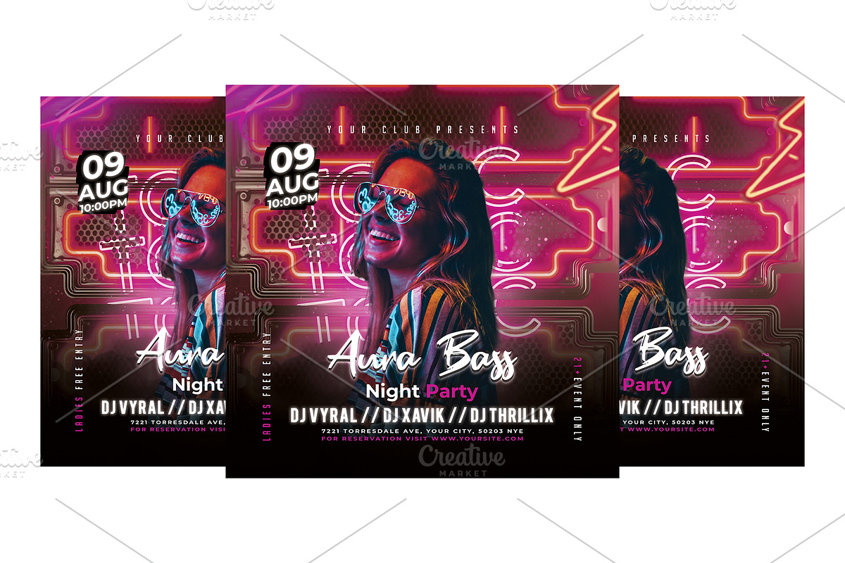 Night Club Party Poster Template, a Flyer Template by HasnainGFX (Photo 2 of 2)