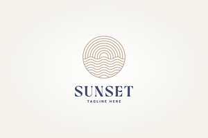simple sunset sunrise line art logo, a Branding & Logo Template by Blazybone