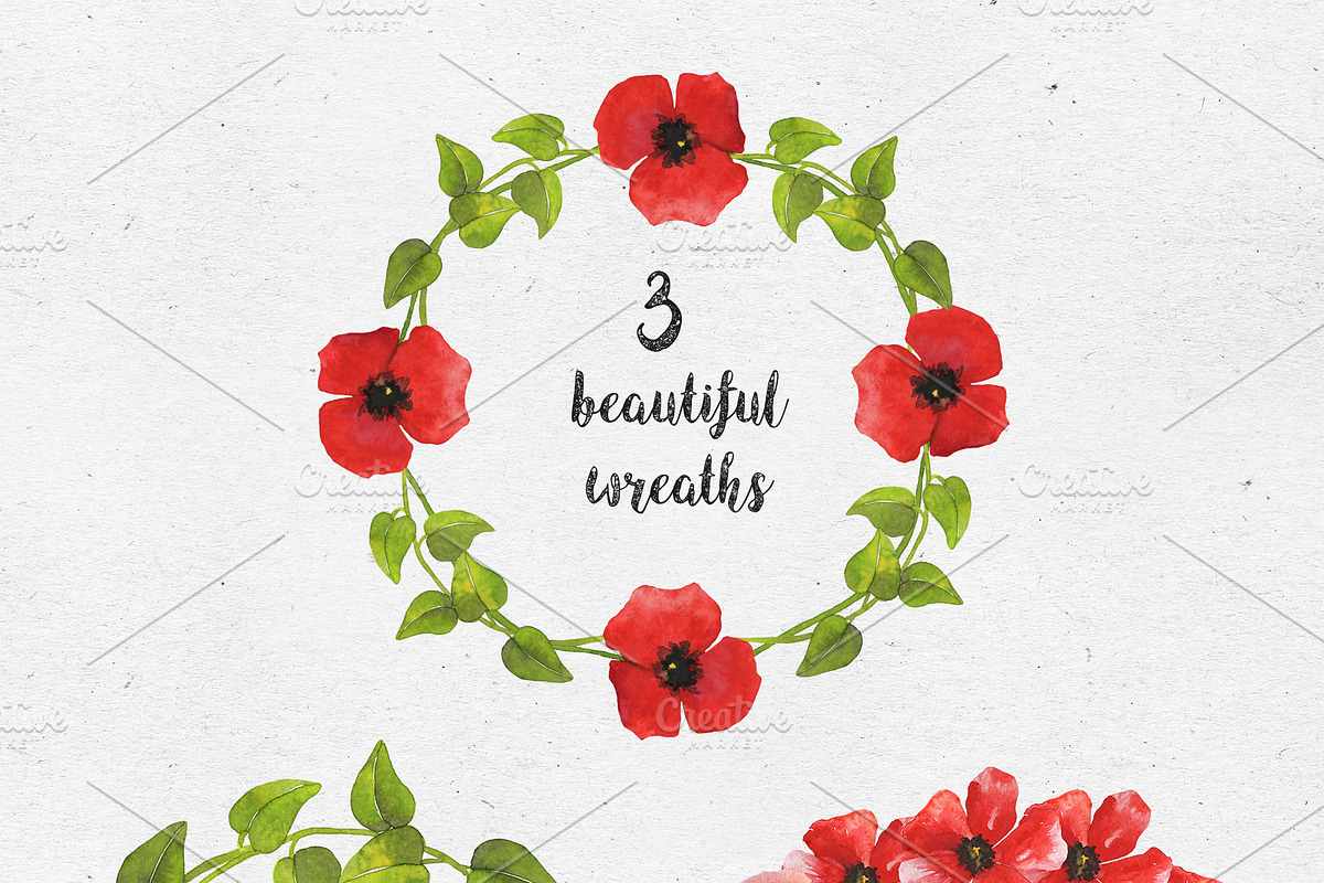 Poppy flowers. Watercolor collection, a Decorative Illustration by Maria's little shop (Photo 4 of 8)
