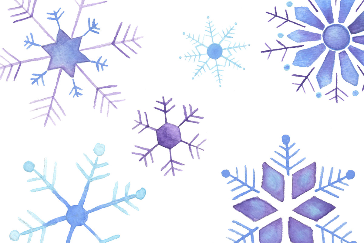 Watercolor Snowflake Pack, an Illustration by Katie Sinclair (Photo 1 of 2)