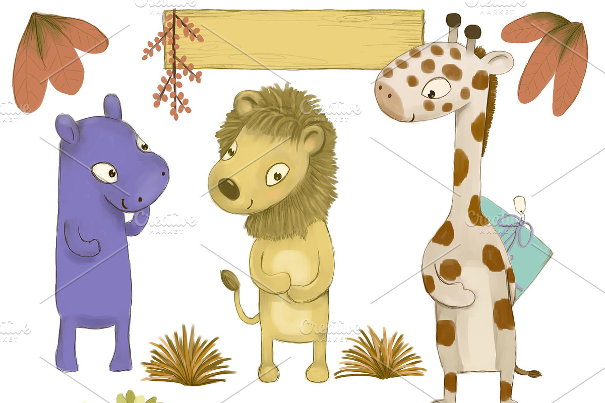Safari Party Clipart pack, an Animal Illustration by Paper Doll Pets (Photo 1 of 6)