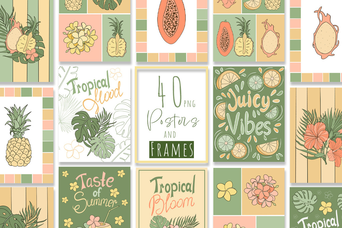 Tropical Posters & Frames Collection, a Decorative Illustration by Mari_Caliart (Photo 1 of 8)