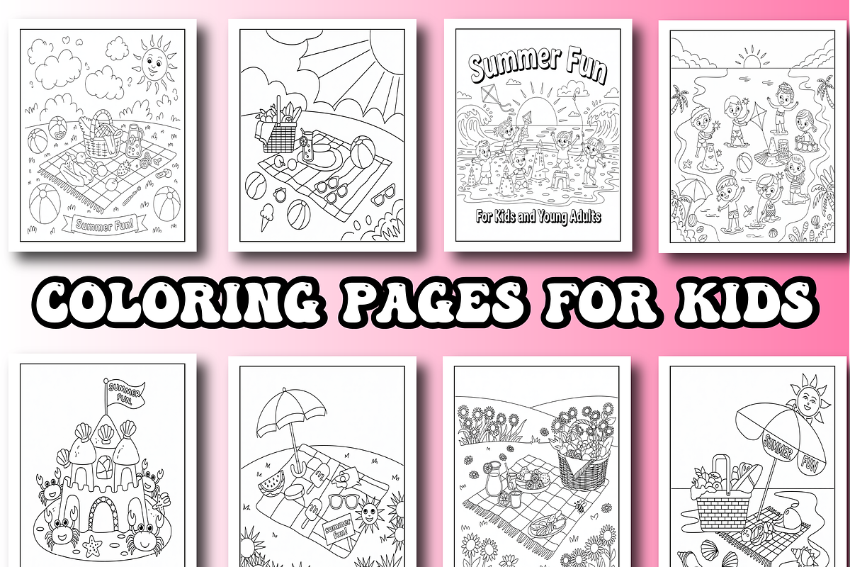 Summer Day Coloring Pages For Kids, a Seasonal Illustration by Printable Design Store (Photo 3 of 4)