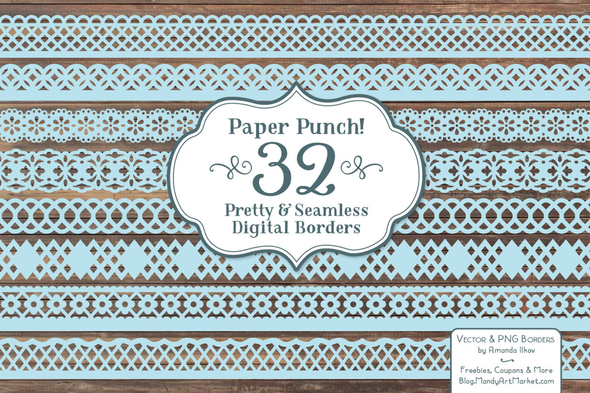 Soft Blue Lace Borders Clipart, an Illustration by Amanda Ilkov (Photo 1 of 5)
