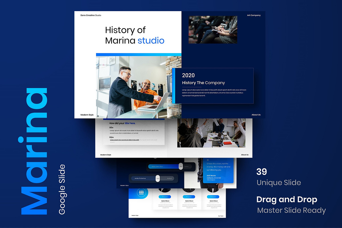Marina - Business Google Slide, a Presentation Template by Dens Creative Studio (Photo 1 of 12)