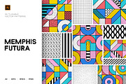 Memphis Futura patterns, a Pattern Graphic by Designnina Shop (Thumbnail 1 of 9)