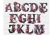Gothic Flowers Watercolor Alphabet, a Decorative Illustration by GlamArtZhanna (Thumbnail 5 of 7)